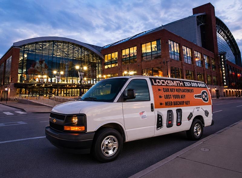 Car Keyline van in front of Gainbridge Fieldhouse Lawrence Township NJ